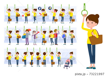 Flat Type Bun Hair Mom Delivery Workingのイラスト素材 73221997 Pixta