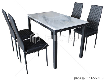 Dining Table and chairs isolated on white background. Luxury and modern dining table sets in different style and sizes. Stone table top, tempered glass, wooden table top and comfortable dining chairs. Dining Table and chairs isolated on white background. Luxury and modern dining table sets in different style and sizes. Stone table top, tempered glass, wooden table top and comfortable dining chairs. 73222865