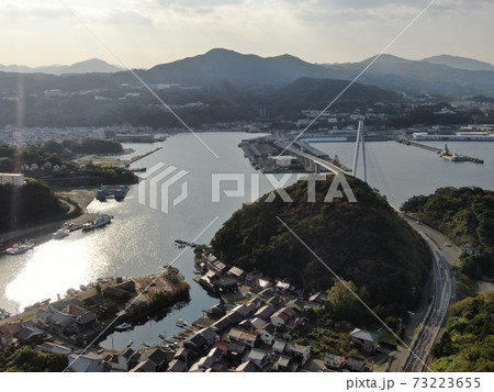 浜田の入り組んだ海岸線の空撮 73223655