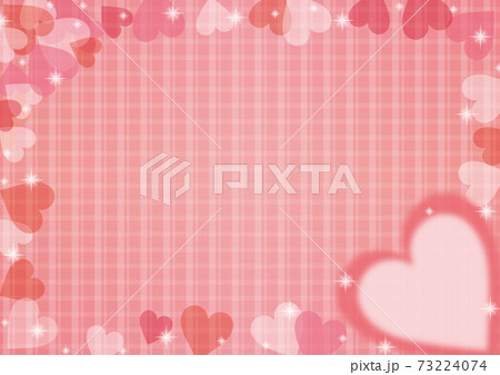 チェック柄の布に溢れるハートのイラスト 73224074