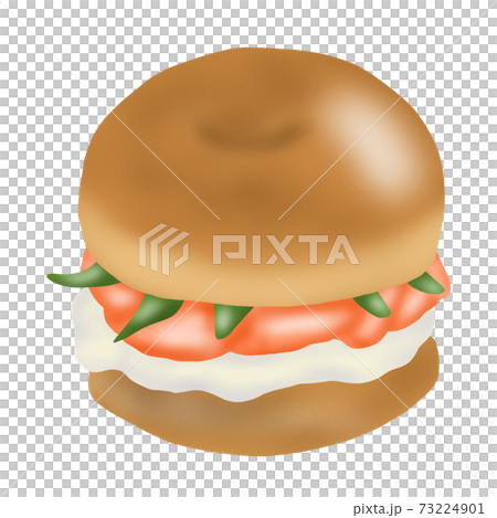 チーズとサーモンのベーグル 主線なし のイラスト素材