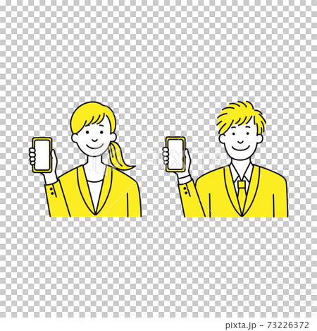 スマホを片手に持つビジネスパーソン男女 73226372