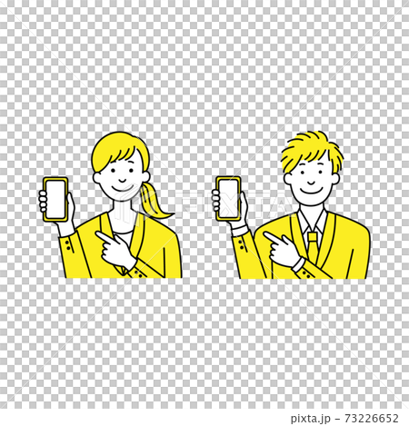 スマホを指さすビジネスパーソン男女 スマホを指さすビジネスパーソン男女 73226652