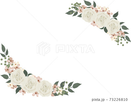 白いバラの花のフレームのイラスト素材