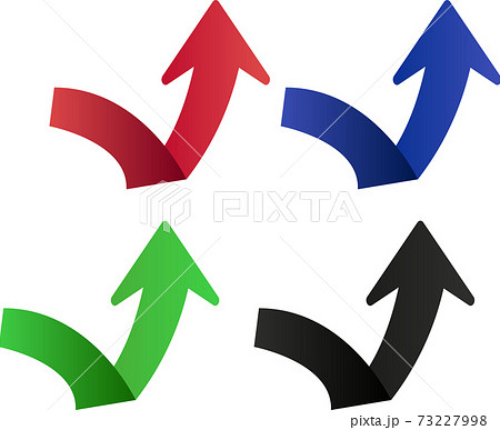 紙の様に折れた矢印 73227998