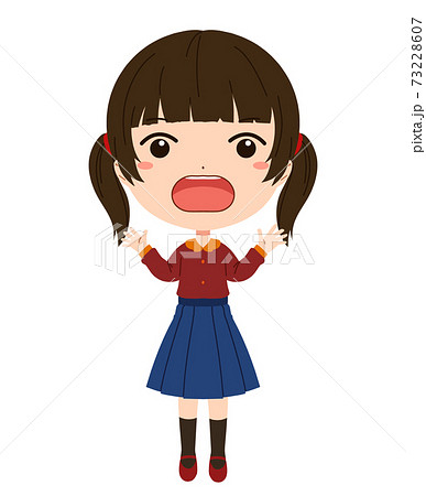 驚いた表情の女の子の全身イラストのイラスト素材