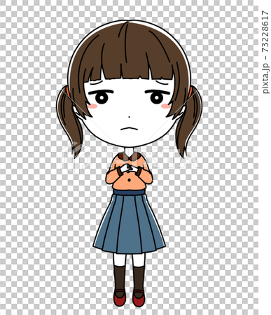 Full body illustration of a girl with a depressed look 73228617