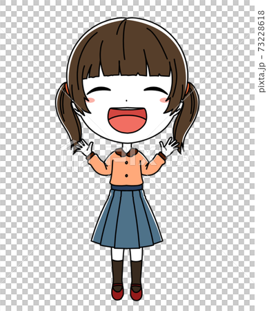 笑顔のかわいい女の子の全身イラストのイラスト素材