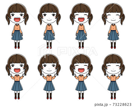 Smile Girl Full Body Illustration Set Stock Illustration