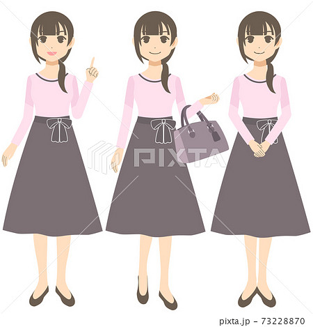 フレアスカートの女性ポーズ1のイラスト素材