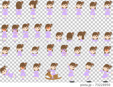 可愛い女の子供上半身・全身のイラストセット 可愛い女の子供上半身・全身のイラストセット 73228950