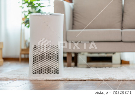 Air purifier in cozy white Living room for filter and cleaning removing dust PM2.5 HEPA in home,for fresh air and healthy life,Air Pollution Concept Air purifier in cozy white Living room for filter and cleaning removing dust PM2.5 HEPA in home,for fresh air and healthy life,Air Pollution Concept 73229871