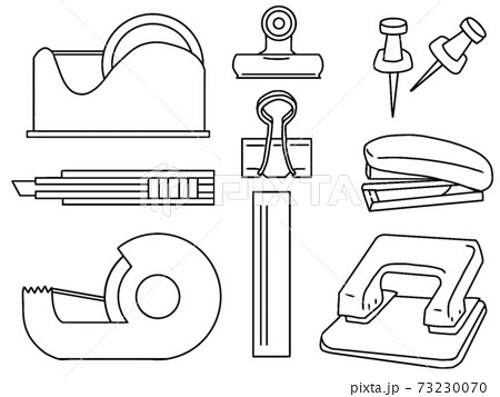 文房具セット 白黒 のイラスト素材