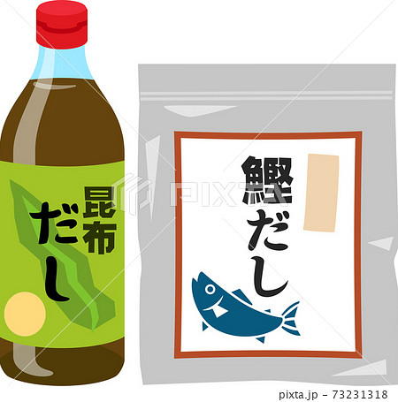 液体の昆布だしと袋入りの鰹だし 73231318