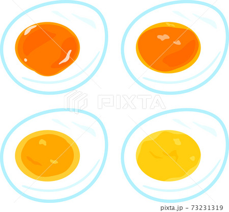 半熟の茹で卵と固茹で卵のイラスト素材 半熟の茹で卵と固茹で卵のイラスト素材