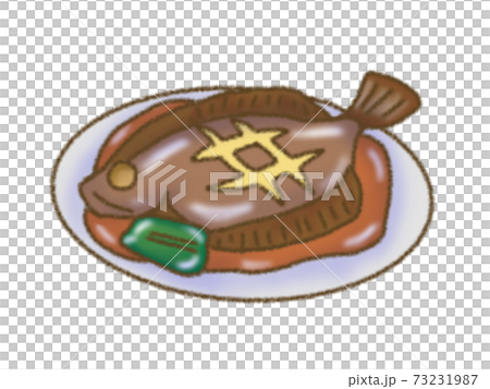 カレイの煮付けのイラスト素材