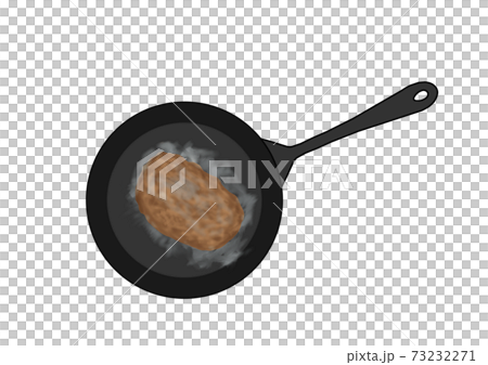 漢堡在平鍋裡煮的圖像插圖 73232271