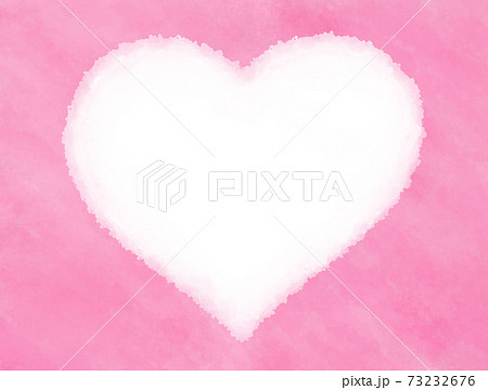 大きい水彩ハートフレーム横 ピンクのイラスト素材