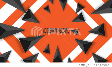 Abstract Background with Black Triangles . Realistic and 3D. Vector illustration on orange background. 73232902