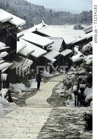 雪景色 馬籠宿 雪景色 馬籠宿 73234183