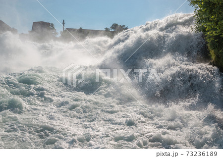 The Rhine Falls is the largest waterfall in Europe in Schaffhausen, Switzerla 73236189