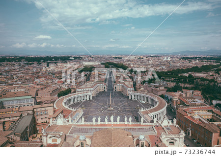 Panoramic view on the St. Peter's square and city of Rome Panoramic view on the St. Peter's square and city of Rome 73236744