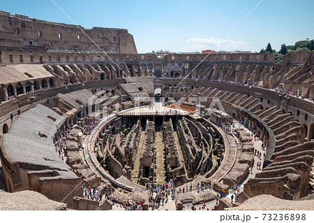 Panoramic view of interior of Colosseum in Rome 73236898