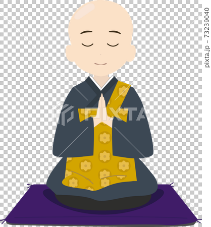 Illustration of a cute monk sitting and chanting sutras Illustration of a cute monk sitting and chanting sutras 73239040