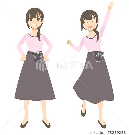 フレアスカートの女性ポーズ2のイラスト素材