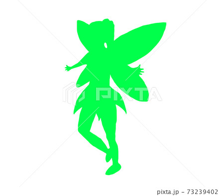 妖精のシルエット 緑 のイラスト素材