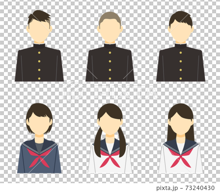 中学生・高校生の人物イラストセット(セーラー服と学ラン) 73240430