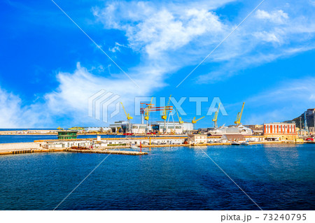 The harbor of Ancona, Italy with ships loaded The harbor of Ancona, Italy with ships loaded 73240795