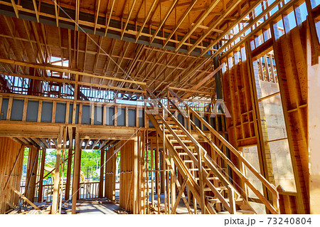 Under construction home framing interior view of house 73240804