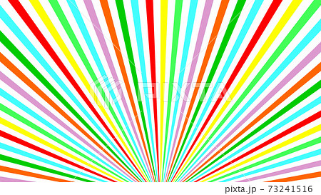 虹 効果線 集中線 サンバースト 放射線 ストライプ レインボー 背景 カラフル おしゃれ かわいいのイラスト素材