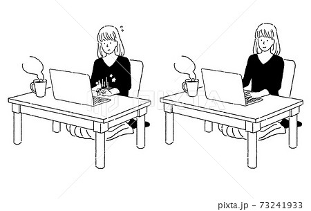 パソコンでのリモートワークをする人物のイラスト素材 73241933