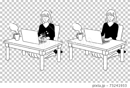 パソコンでのリモートワークをする人物のイラスト素材 73241933
