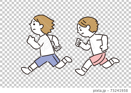 一生懸命に走る子どもたち 73241938