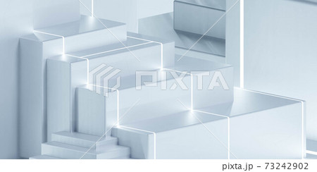 abstract white futuristic geometric shape surface 3d render illustration 73242902