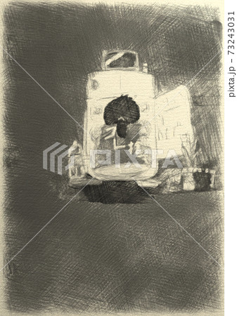 深夜冷蔵庫をあさる男 73243031