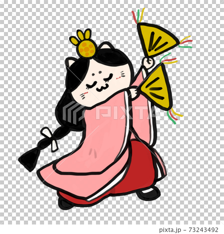 ひな祭り ひな人形 面白い猫のお雛様 のイラスト素材