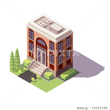Isometric educational building. Architecture of modern city historic educational icon. Public library, university school or government. Vector isometric icon or infographic element. High detalied Isometric educational building. Architecture of modern city historic educational icon. Public library, university school or government. Vector isometric icon or infographic element. High detalied 73245146