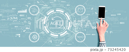 Agile concept with person using smartphone 73245420
