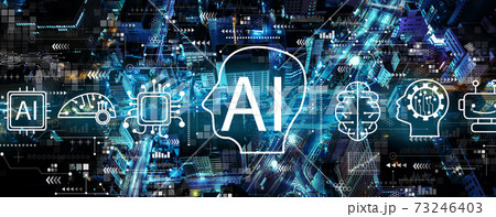 AI concept with aerial view of city 73246403