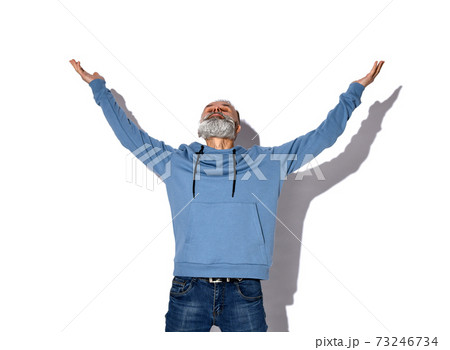 Stylish bearded hipster man with hallelujah Stylish bearded hipster man with hallelujah 73246734