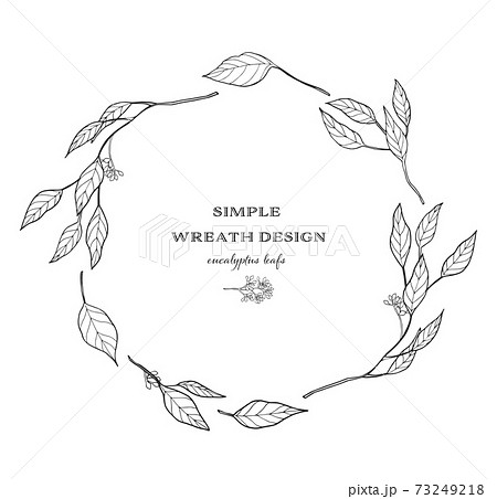 ユーカリの葉のフレーム手描きタッチのイラスト素材 73249218 Pixta