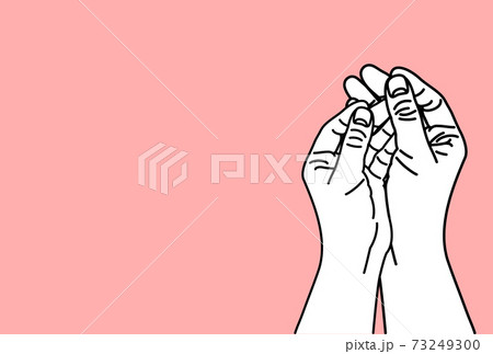 握り合う手のイラスト ピンク色の背景 のイラスト素材