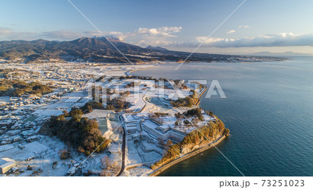 雪の原城跡から普賢岳を望む 73251023