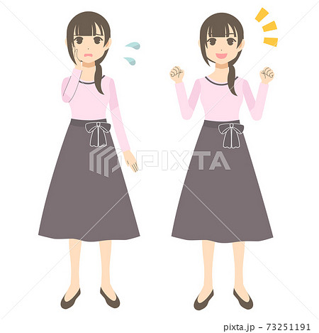 フレアスカートの女性 ポーズ3のイラスト素材