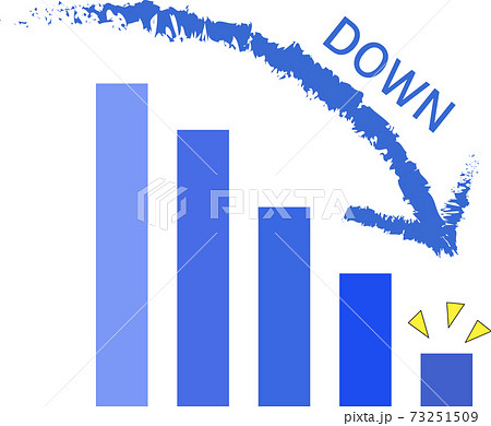 右肩下がりに下降するグラフと矢印のイラスト素材