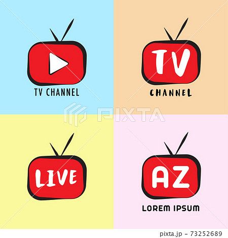 Youtube, Instagram, Live Streaming, Online Television, Web TV, Simple, Alphabetic, Pictorial, Cartoon Concept with play button, Red, Black, Colorful Background, TV Channel Logo Design Template 73252689